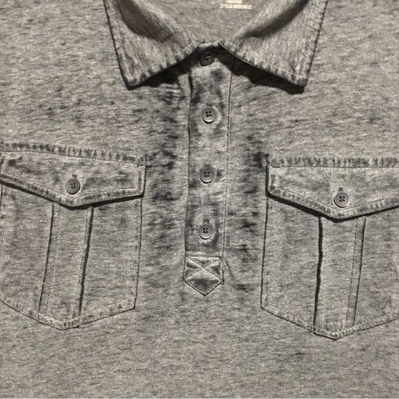 CHALC burnout Polo Tee shirt distressed gray cotton blend XL Fame Jeans EUC - Picture 5 of 10